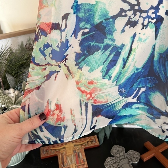 LILY ROSE Crochet Detail Sleeveless Watercolor Floral Shift Dress, Sz Large,NWT. - Picture 5 of 9